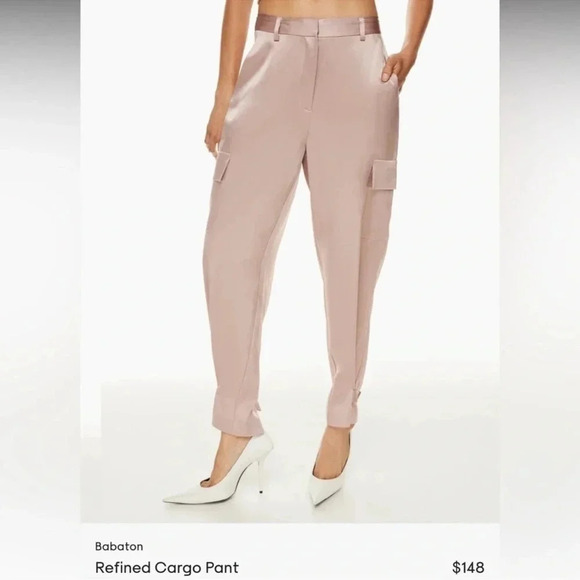 Aritzia Pants - New Aritzia Babaton Refined Cargo Pants High Waist Satin in Blush Pink